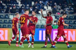 Karsdorp Zaniolo Mkhitaryan Sergio Oliveira Maitland-NilesEmpoli FC v AS Roma - Serie A