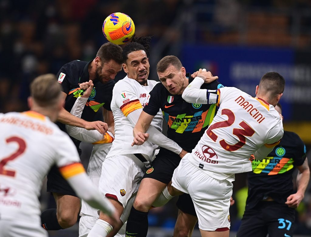 Mancini Smalling DzekoFC Internazionale v AS Roma - Coppa Italia