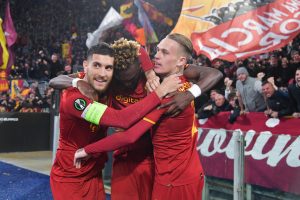 Pellegrini Karsdorp Abraham AS Roma v Vitesse: Round of 16 Leg Two - UEFA Europa Conference League