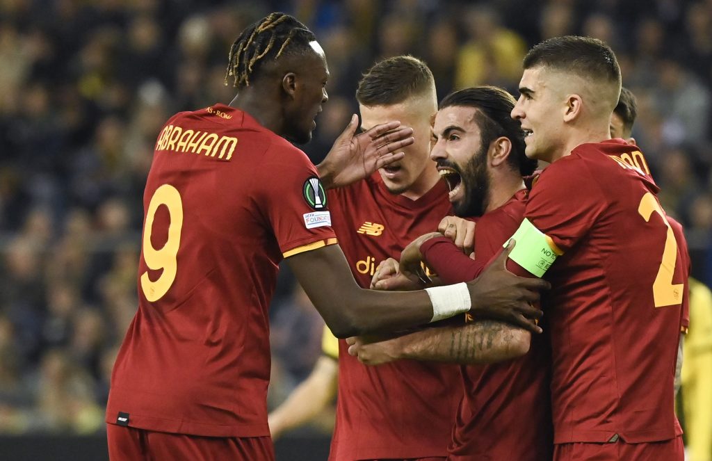 Sergio Oliveira Tammy Abraham Mancini ZanioloVitesse v AS Roma: Round of 16 Leg One - UEFA Europa Conference League