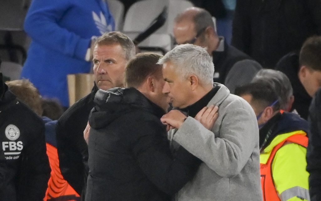 mourinho rodgers Leicester City v AS Roma: Semi Final Leg One - UEFA Europa Conference League