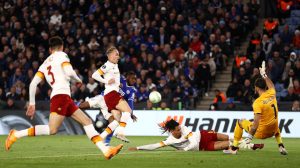 smalling rui patricio Leicester City v AS Roma: Semi Final Leg One - UEFA Europa Conference League