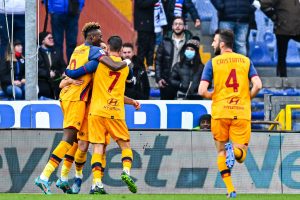 Henrikh Mkhitarian Cristante Abraham PellegriniUC Sampdoria v AS Roma - Serie A