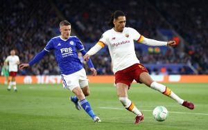 smalling mourinho Leicester City v AS Roma: Semi Final Leg One - UEFA Europa Conference League