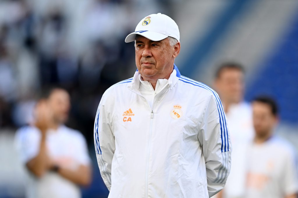 ancelotti Real Madrid Training Session And Press Conference - UEFA Champions League Final 2021/22