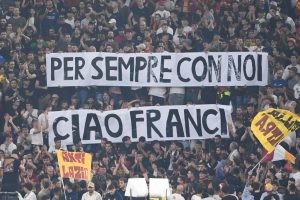 striscione Francesco Valdiserri AS Roma v SSC Napoli - Serie A