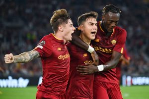dybala zalewski abraham AS Roma v Real Betis: Group C - UEFA Europa League
