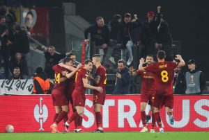 esultanza AS Roma v Real Sociedad: Round of 16 Leg One - UEFA Europa League