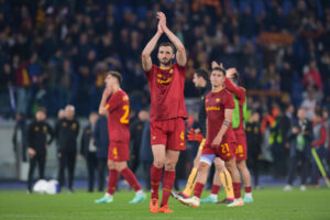 Cristante AS Roma v Feyenoord: Quarterfinal Second Leg - UEFA Europa League