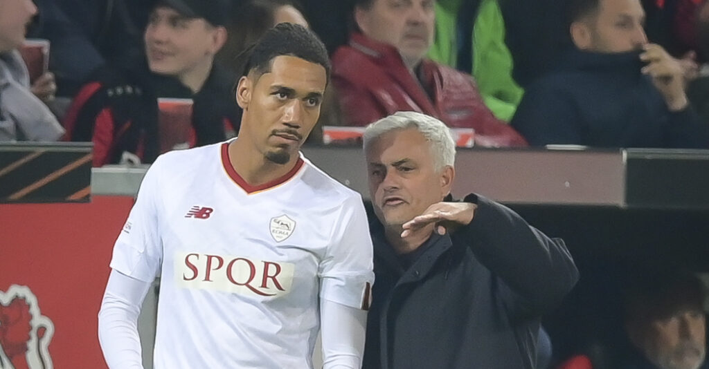 Smalling Mourinho Bayer 04 Leverkusen v AS Roma: Semi-Final Second Leg - UEFA Europa League