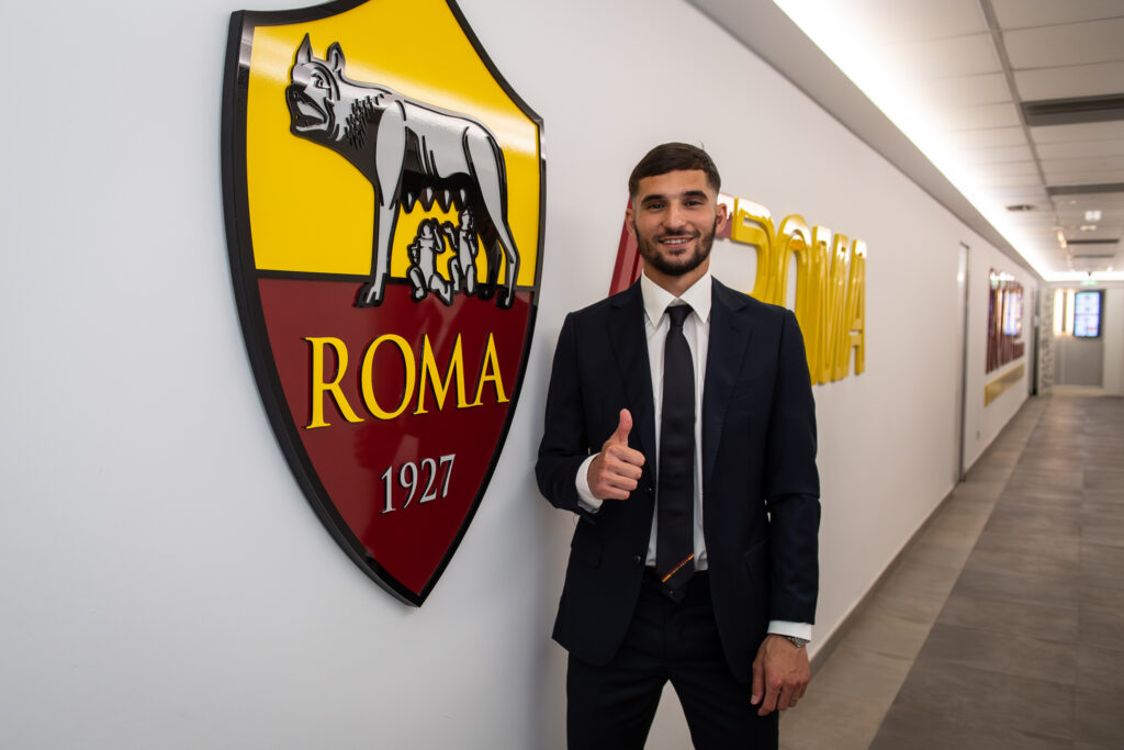 aouar AS Roma Unveil New Signing Houssem Aouar