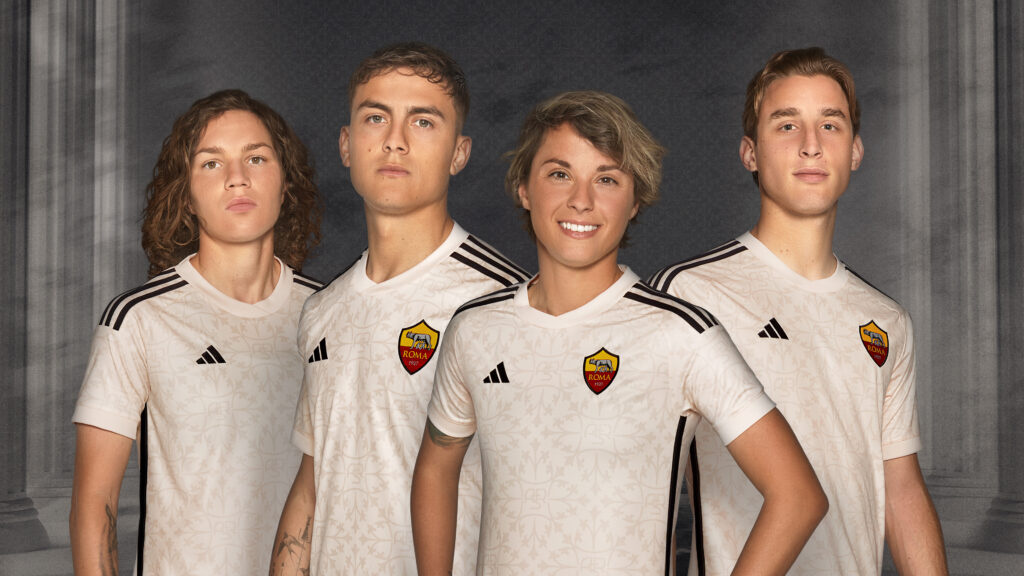 adidas x AS Roma Away Kit_Group_Linari-Dybala-Giacinti-Bove_16x9