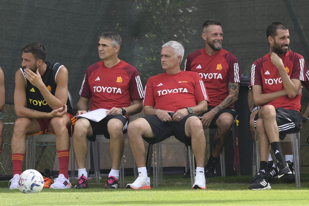 mourinho santos cristante AS Roma v Latina - Pre-season Friendly