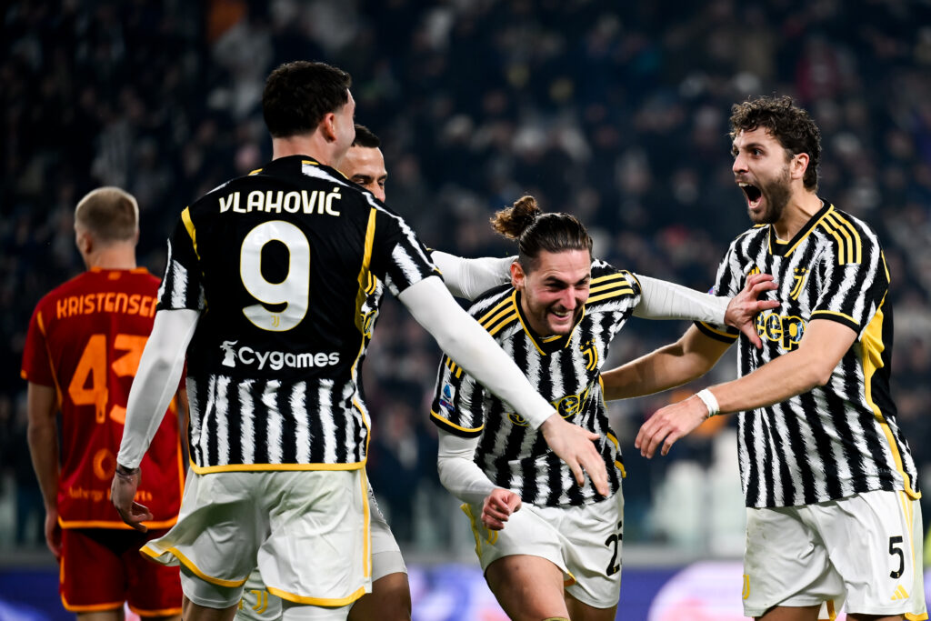 Rabiot Vlahovic Locatelli Juventus v AS Roma - Serie A TIM