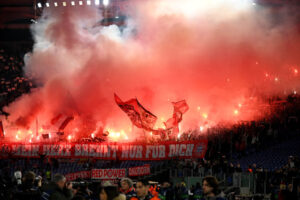 tifosi SS Lazio v FC Bayern München: Round of 16 First Leg - UEFA Champions League 2023/24