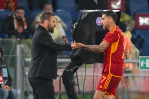 De Rossi Pellegrini AS Roma v AC Milan: Quarter-Final Second Leg - UEFA Europa League 2023/24