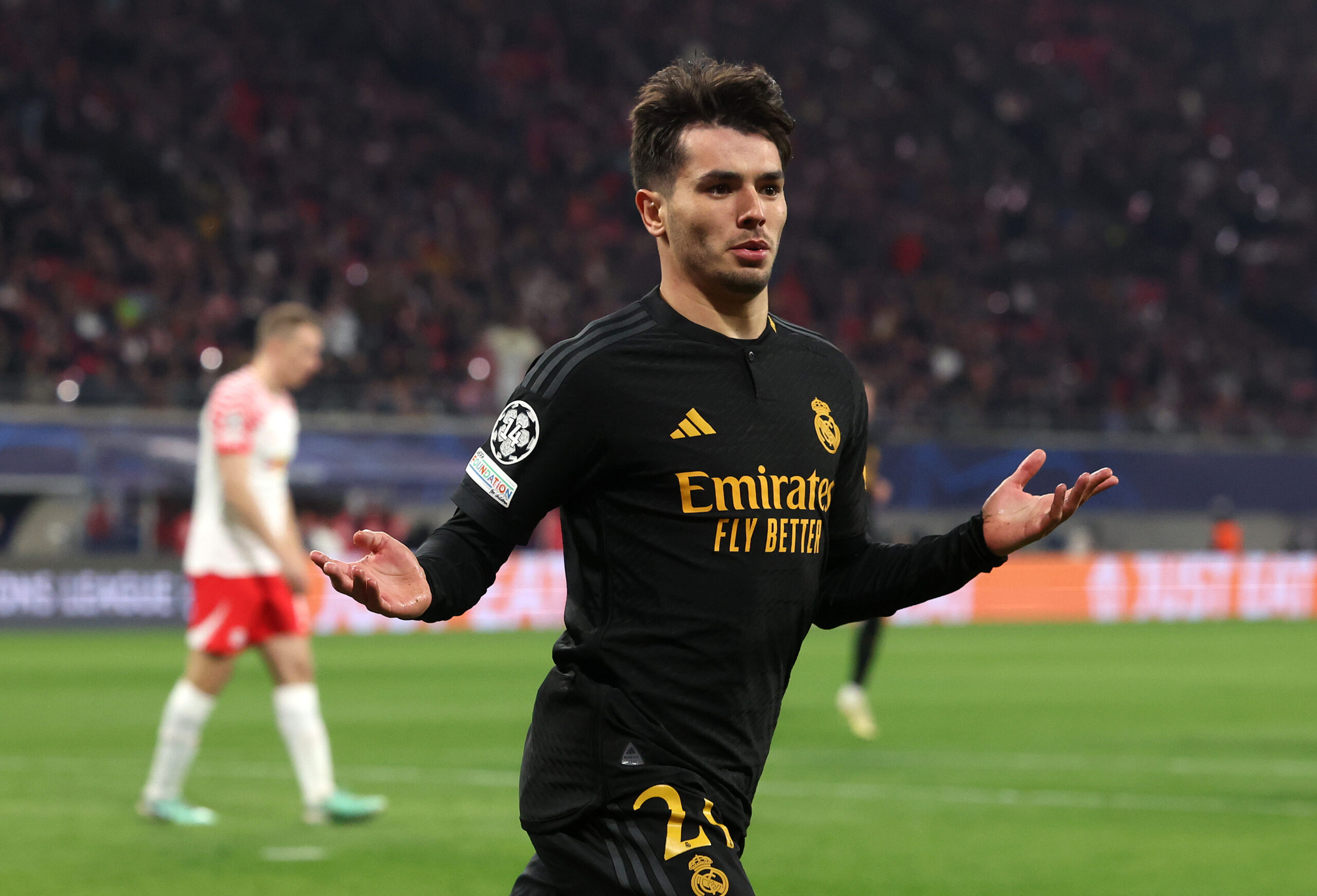 brahim diaz RB Leipzig v Real Madrid CF: Round of 16 First Leg - UEFA Champions League 2023/24
