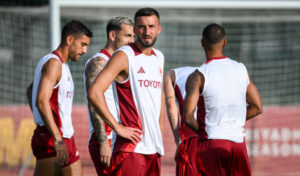 Bryan Cristante, Lorenzo Pellegrini e Leandro Paredes