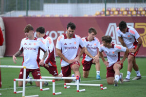 La Roma durante l'allenamento