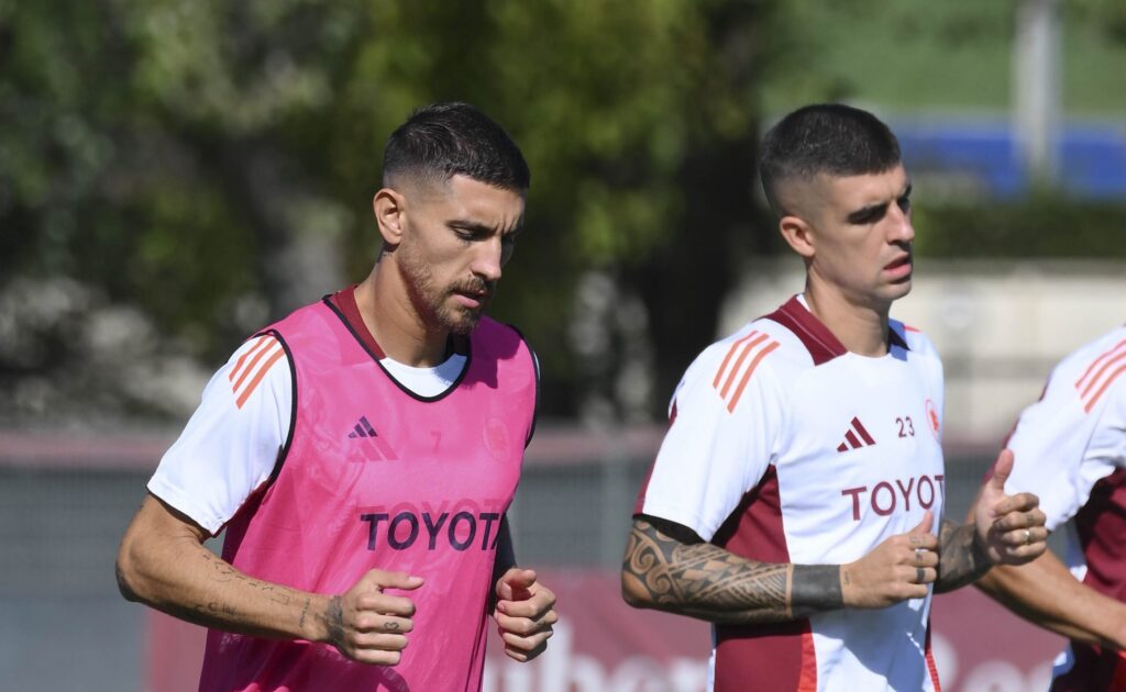 Pellegrini e Mancini AS Roma Training Session