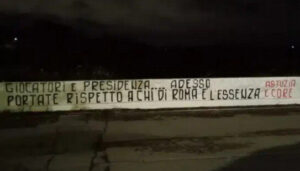 striscione trigoria roma