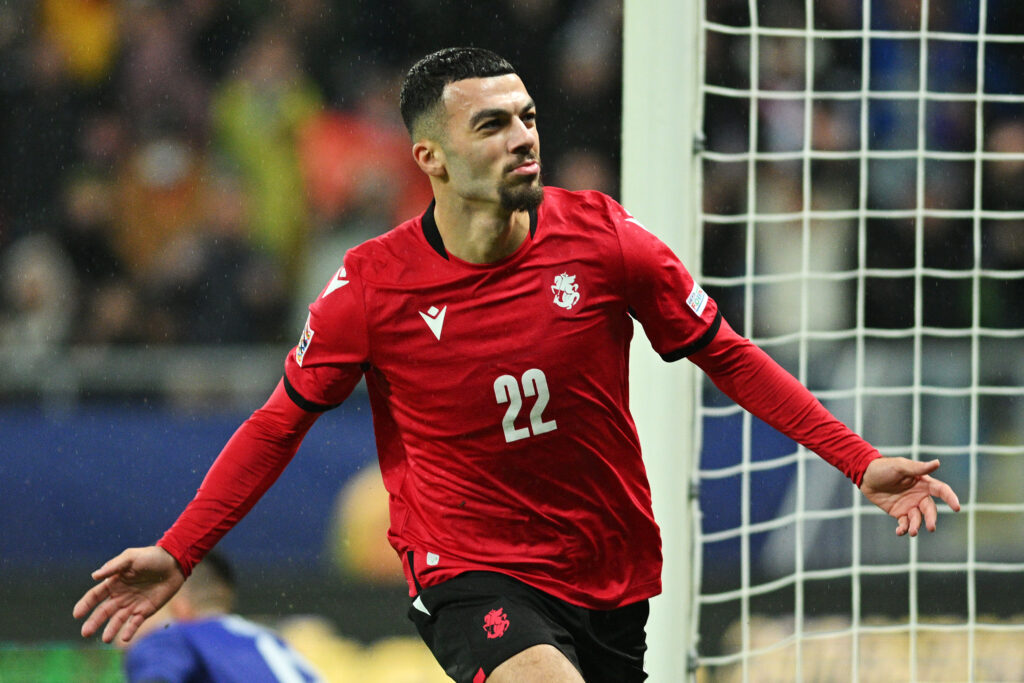 Mikautadze Georgia v Ukraine - UEFA Nations League 2024/25 League B Group B1