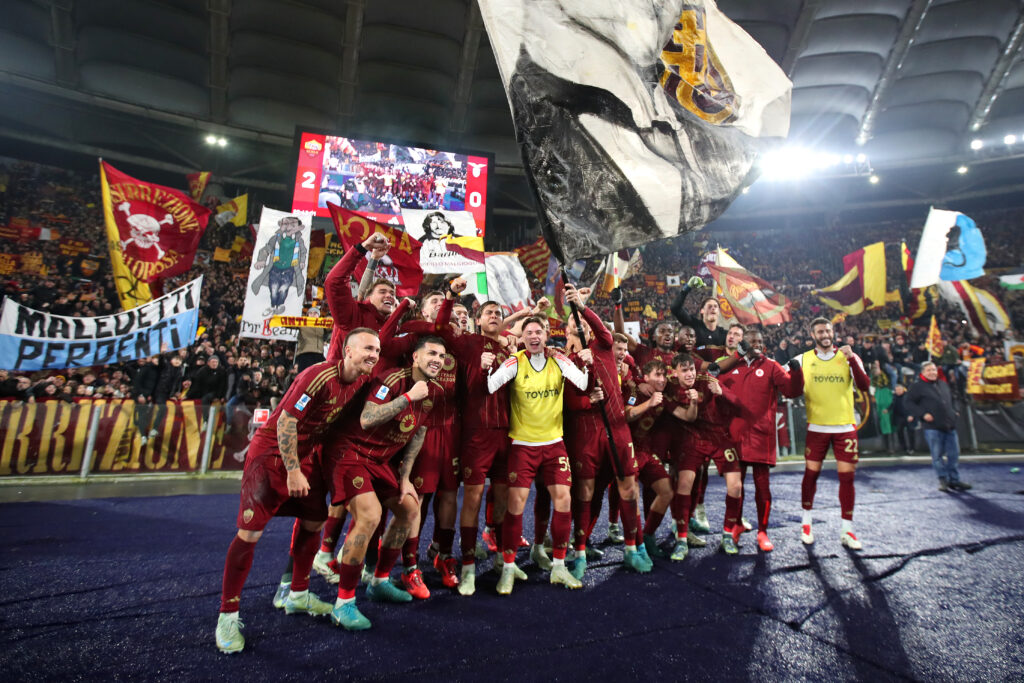 Esultanza Derby Curva Sud AS Roma v SS Lazio - Serie A