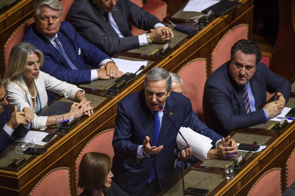 Gasparri Italy's Embattled Prime Minister Draghi Addresses Parliament