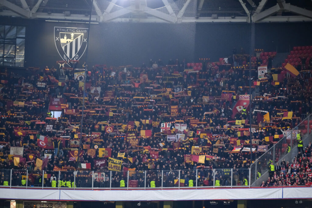 curva ospite Athletic Club v AS Roma - UEFA Europa League 2024/25 Round of 16 Second Leg