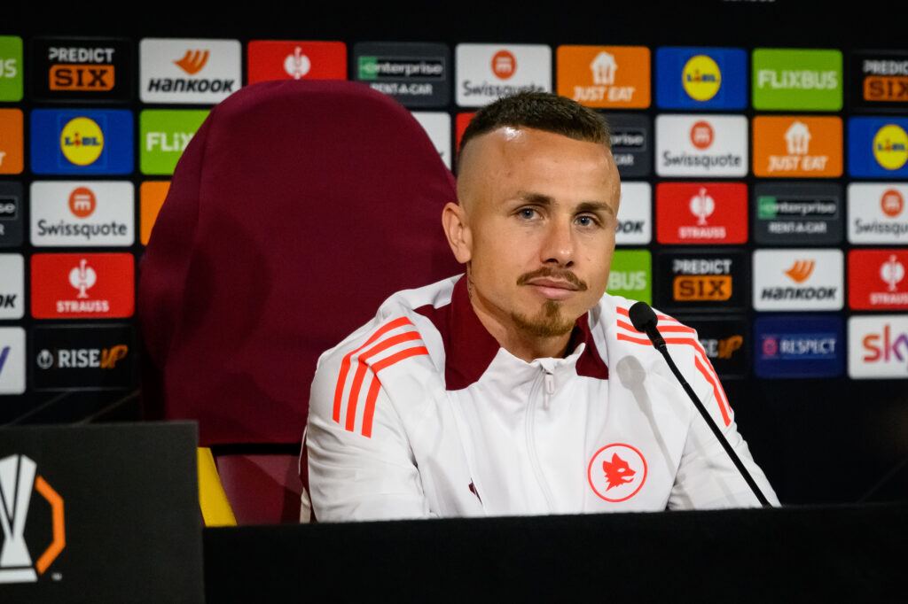 Angelino AS Roma Training Session And Press Conference - UEFA Europa League 2024/25 Round of 16 First Leg