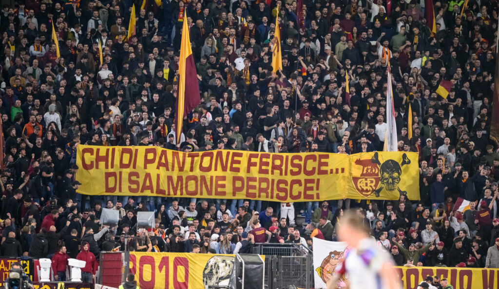 striscione bodo salmone AS Roma v Verona - Serie A