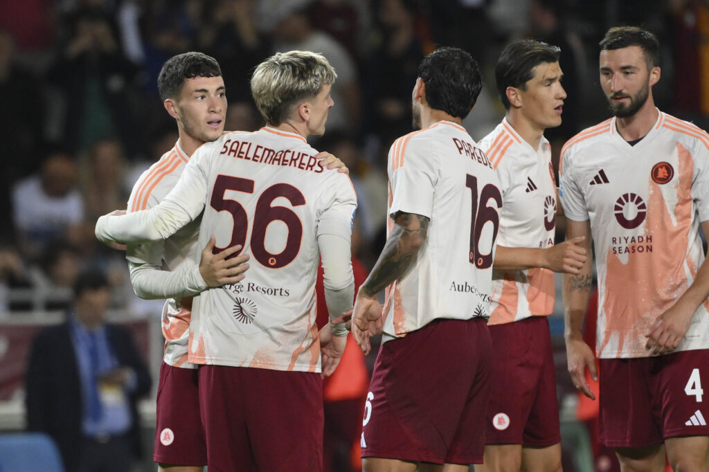 Esultanza Saelemaekers Soule Paredes Torino v AS Roma - Serie A