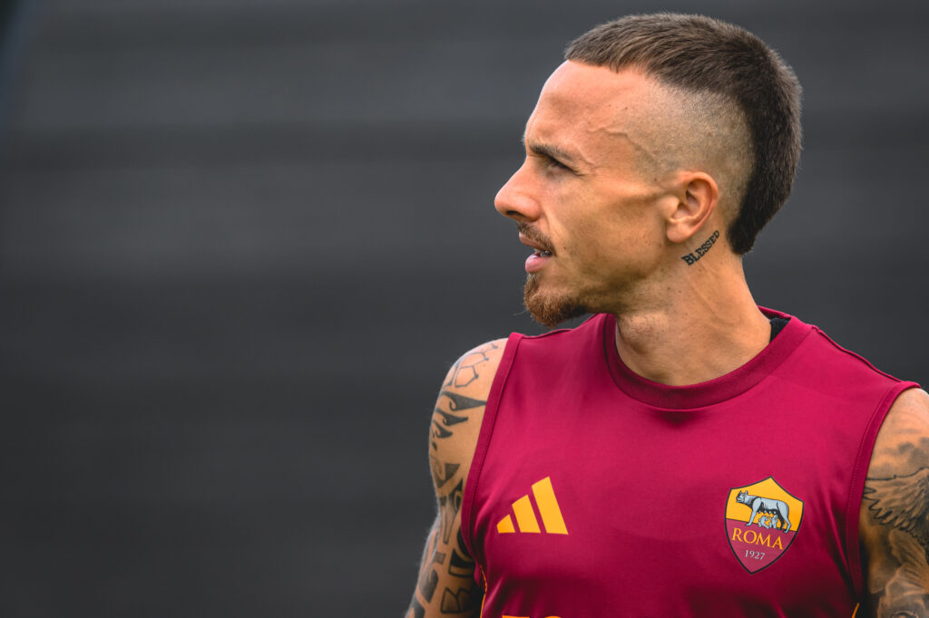 Angelino AS Roma Training Session And Press Conference - UEFA Europa League 2025/26 League Phase MD1