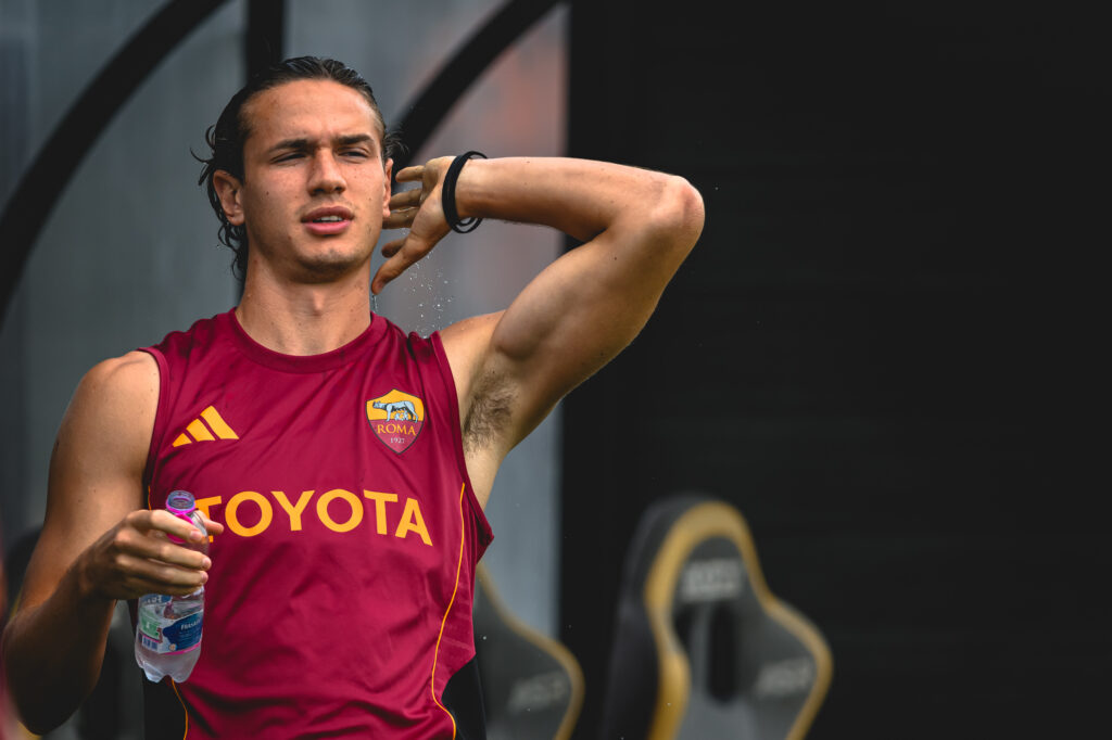 Ghilardi AS Roma Training Session And Press Conference - UEFA Europa League 2025/26 League Phase MD1