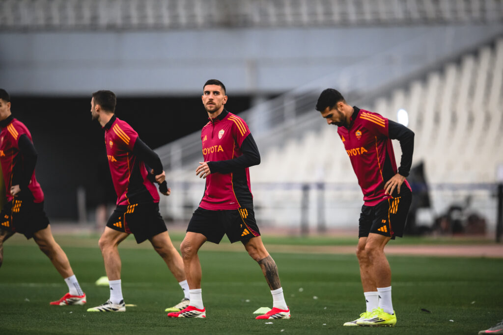 Pellegrini Celik Cristante AS Roma Training Session And Press Conference - UEFA Europa League 2025/26 League Phase MD8