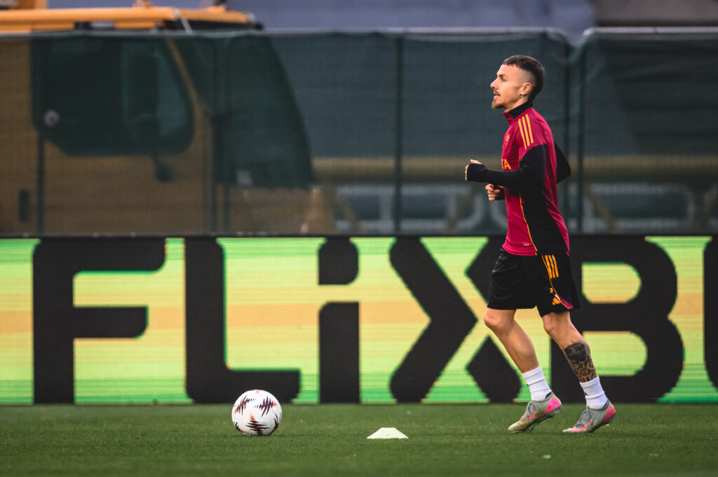 Angelino AS Roma Training Session And Press Conference - UEFA Europa League 2025/26 League Phase MD8