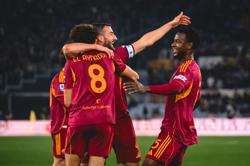 esultanza el aynaoui Cristante ndicka AS Roma v US Cremonese - Serie A