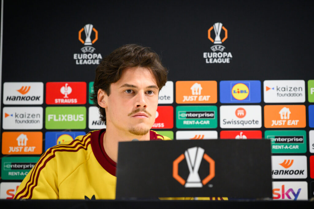 svilar AS Roma Training Session And Press Conference - UEFA Europa League 2025/26 Round of 16 First Leg