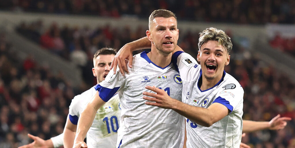 alajbegovic dzeko Wales v Bosnia and Herzegovina  -  FIFA World Cup 2026 European Qualifiers KO Play-off